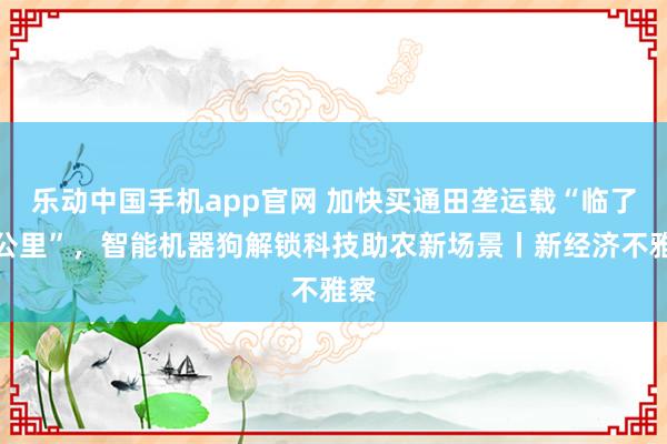 乐动中国手机app官网 加快买通田垄运载“临了一公里”，智能机器狗解锁科技助农新场景丨新经济不雅察