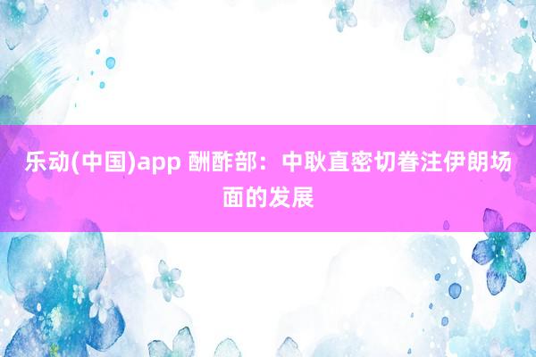 乐动(中国)app 酬酢部：中耿直密切眷注伊朗场面的发展