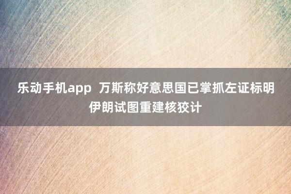 乐动手机app  万斯称好意思国已掌抓左证标明伊朗试图重建核狡计
