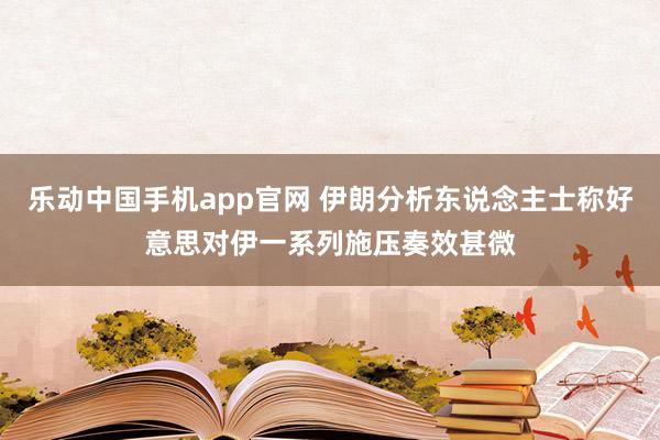 乐动中国手机app官网 伊朗分析东说念主士称好意思对伊一系列施压奏效甚微