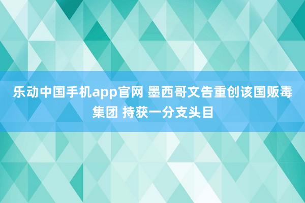 乐动中国手机app官网 墨西哥文告重创该国贩毒集团 持获一分支头目