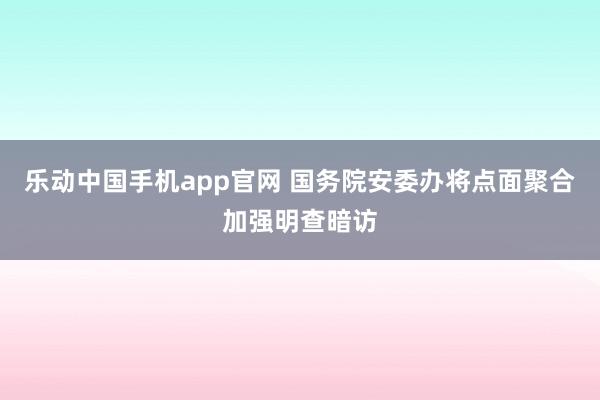 乐动中国手机app官网 国务院安委办将点面聚合加强明查暗访