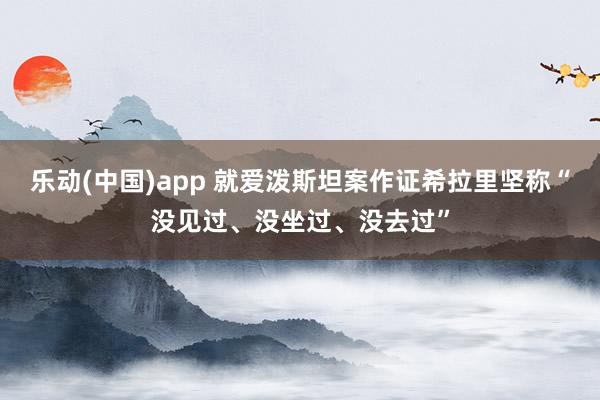 乐动(中国)app 就爱泼斯坦案作证　希拉里坚称“没见过、没坐过、没去过”