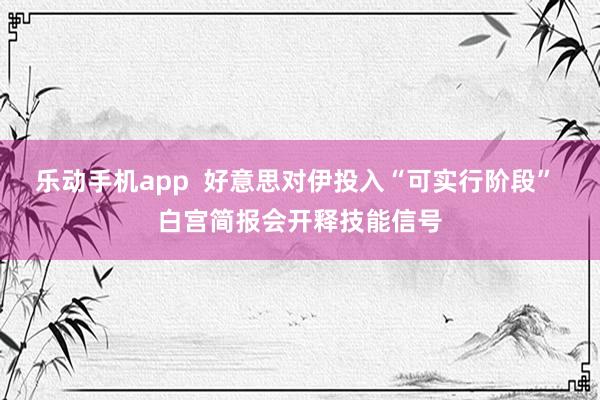 乐动手机app  好意思对伊投入“可实行阶段” 白宫简报会开释技能信号