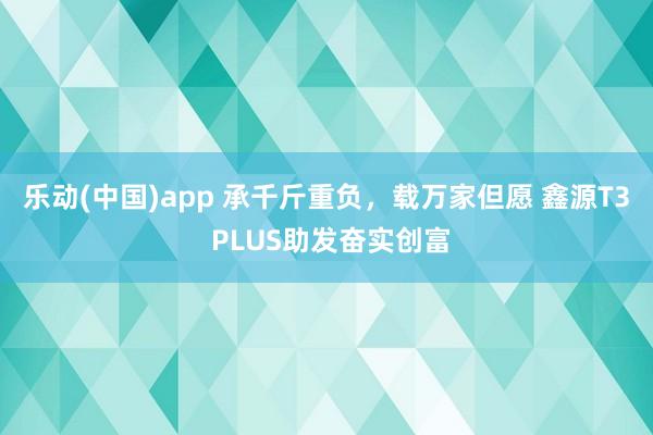 乐动(中国)app 承千斤重负，载万家但愿 鑫源T3 PLUS助发奋实创富